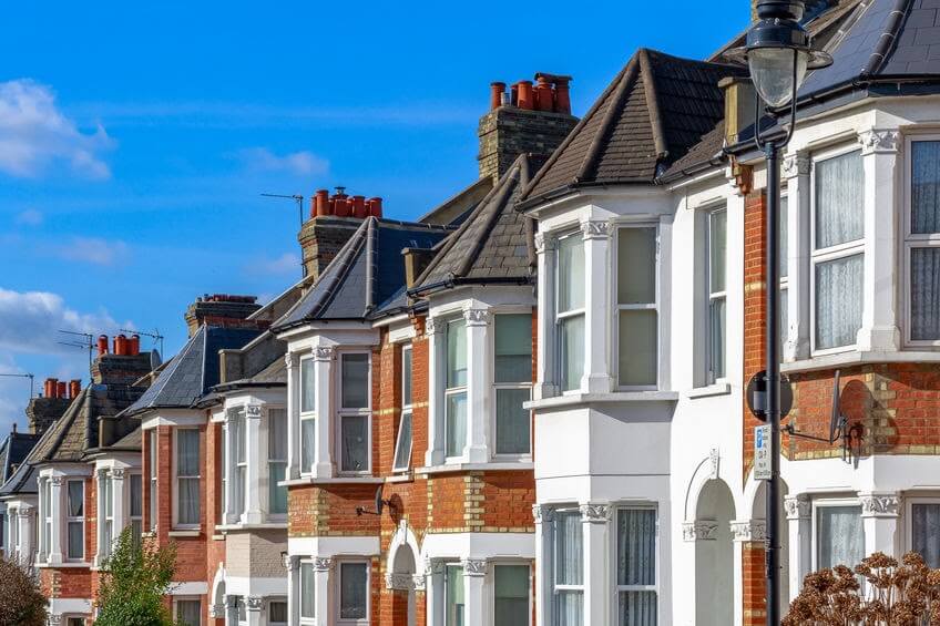 A row of Victorian terraced houses in the UK